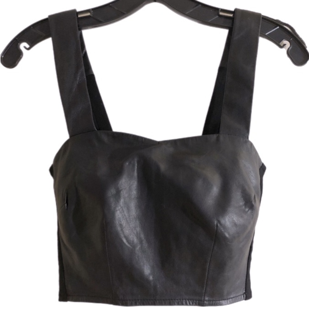 Aqua Real Goat Leather Bustier Crop Top XS